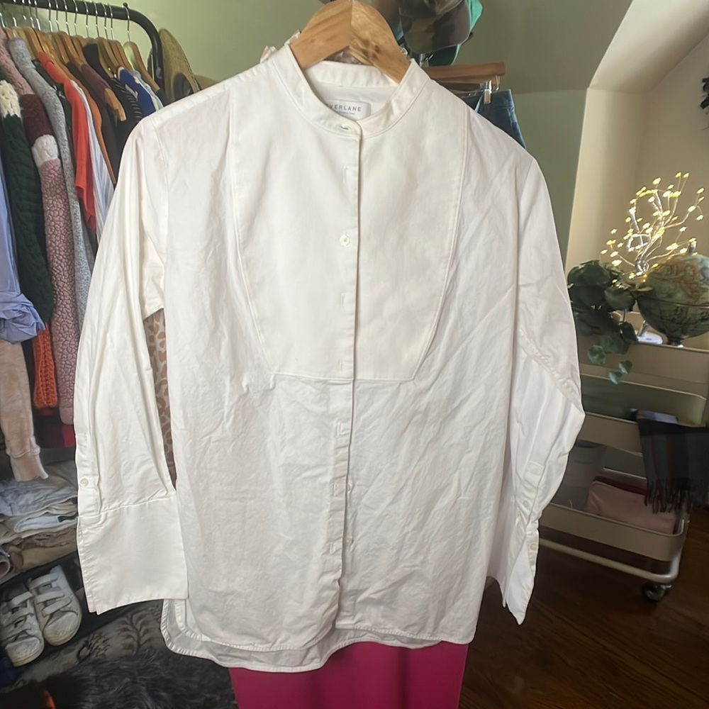 Everlane White Botton-Down Blouse.
